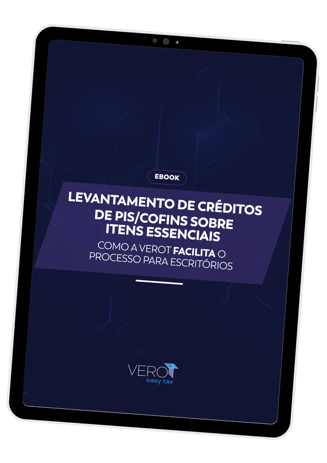 Capa do e-book sobre levantamento de créditos de PIS/COFINS sobre itens essenciais