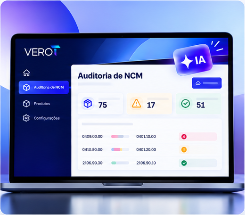 Tela da Auditoria de NCM da Verot em um notebook
