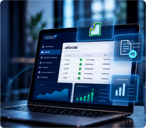 Painel de eSocial do Verot Prev em um notebook